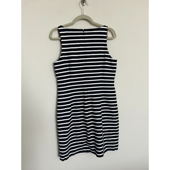 MICHAEL - Michael Kors Navy Blue & WHite Striped Buckle Sleeves - Size Large - Picture 6 of 8